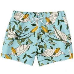 Subliminator Yellow Flower Powder Blue Swim Shorts Men