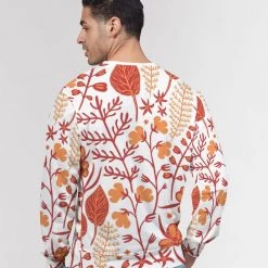 Harlow & Lloyd Sweatshirts & Pullovers Orange Retro Garden Men's French Terry Pullover Sweatshirt