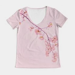 Harlow & Lloyd T Shirts & Tanks Pink Cherry Blossom Women's V-Neck Tee 16 Harlow & Lloyd T Shirts & Tanks Pink Cherry Blossom Women's V-Neck Tee
