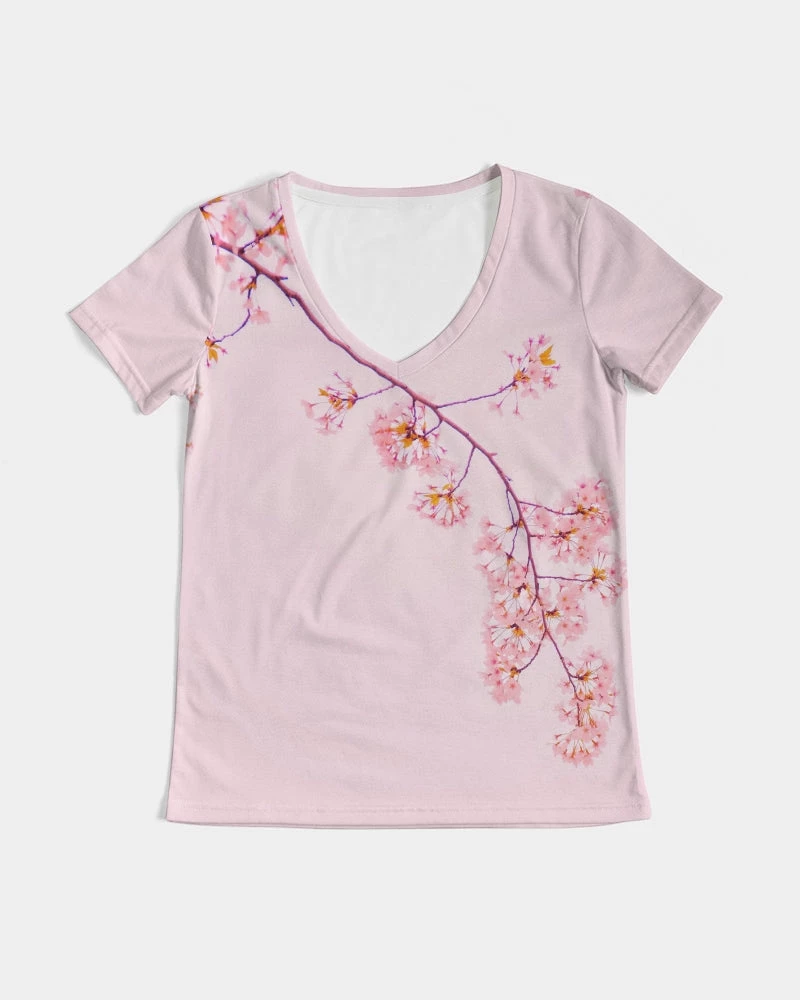 Harlow & Lloyd T Shirts & Tanks Pink Cherry Blossom Women's V-Neck Tee 9 Harlow & Lloyd T Shirts & Tanks Pink Cherry Blossom Women's V-Neck Tee