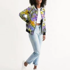 Harlow & Lloyd Spring Flowers Women's Bomber Jacket Jackets 14 Harlow & Lloyd Spring Flowers Women's Bomber Jacket Jackets