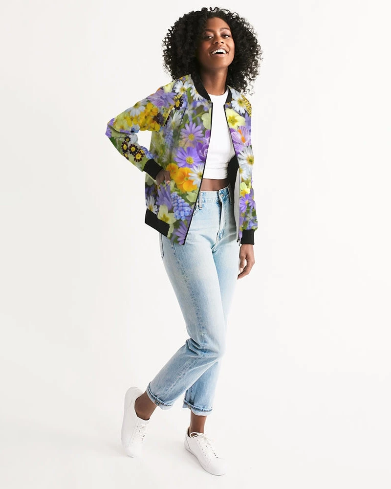 Harlow & Lloyd Spring Flowers Women's Bomber Jacket Jackets 7 Harlow & Lloyd Spring Flowers Women's Bomber Jacket Jackets