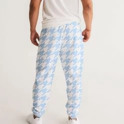 Harlow & Lloyd Baby Blue Large Houndstooth Lightweight Men's Track Pants 12 Harlow & Lloyd Baby Blue Large Houndstooth Lightweight Men's Track Pants