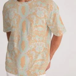 Harlow & Lloyd Green & Orange Snake Print Men's Premium Heavyweight Tee