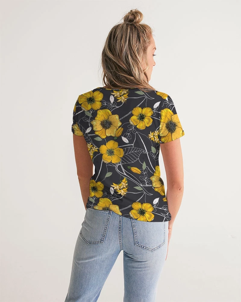 Harlow & Lloyd Yellow Flowers & Tropical Leaves Charcoal Women's V-Neck T Shirt T Shirts & Tanks 7 Harlow & Lloyd Yellow Flowers & Tropical Leaves Charcoal Women's V-Neck T Shirt T Shirts & Tanks
