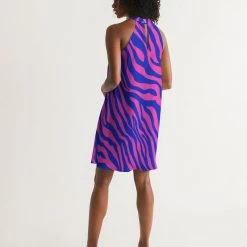 Harlow & Lloyd Electric Zebra Women's Halter Dress 10 Harlow & Lloyd Electric Zebra Women's Halter Dress