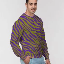 Harlow & Lloyd Purple Olive Zebra Men's French Terry Pullover Sweatshirt