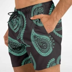 Subliminator Mint Paisley Swim Shorts Men