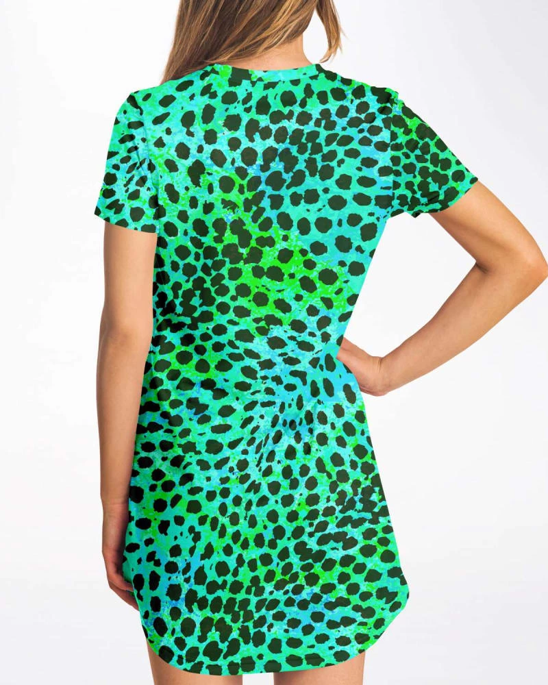 Subliminator Neon Green Leopard T Shirt Dress 3 Subliminator Neon Green Leopard T Shirt Dress