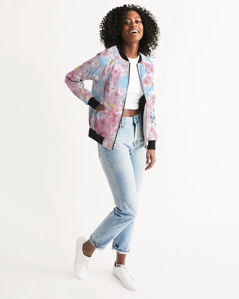 Harlow & Lloyd Jackets Cherry Blossom Sky Women's Bomber Jacket 5 Harlow & Lloyd Jackets Cherry Blossom Sky Women's Bomber Jacket