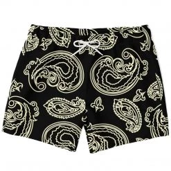 Subliminator Men Black & Bone Paisley Swim Shorts