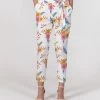 Harlow & Lloyd White Summer Floral Women's Belted Tapered Pants Pants & Joggers