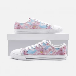 Harlow & Lloyd Cherry Blossom & Sky Blue Low Top Canvas Shoes