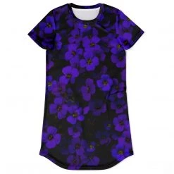 Subliminator Midnight Purple Flower T Shirt Dress
