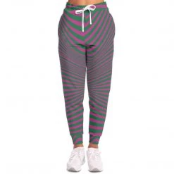 Subliminator Fuchsia & Green Optical Unisex Fleece Joggers Pants & Joggers