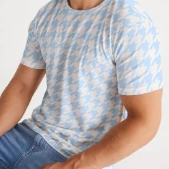 Harlow & Lloyd T Shirts & Tanks Baby Blue Large Houndstooth Men's Tee