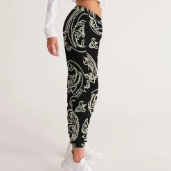 Harlow & Lloyd Black & Bone Paisley Lightweight Women's Track Pants Pants & Joggers