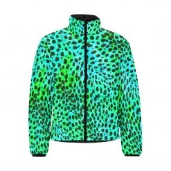Harlow & LLoyd Neon Green Leopard Print Lightweight Puffer Jacket Jackets