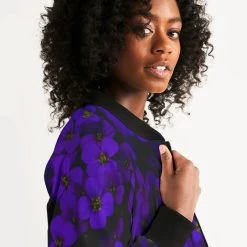 Harlow & Lloyd Midnight Purple Floral Women's Bomber Jacket Jackets