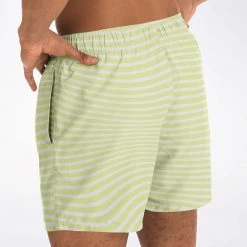 Subliminator Lime Wave Stripes Swim Shorts Men