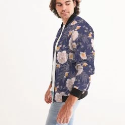 Harlow & Lloyd Orange Peonies Floral Orient Blue Men's Bomber Jacket Jackets 9 Harlow & Lloyd Orange Peonies Floral Orient Blue Men's Bomber Jacket Jackets