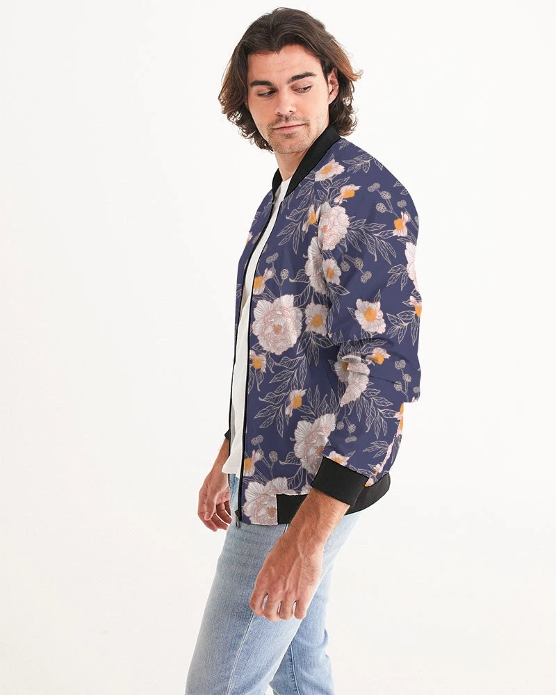 Harlow & Lloyd Orange Peonies Floral Orient Blue Men's Bomber Jacket Jackets 5 Harlow & Lloyd Orange Peonies Floral Orient Blue Men's Bomber Jacket Jackets