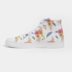 Harlow & Lloyd White Summer Floral Women's Hightop Canvas Shoe Shoes