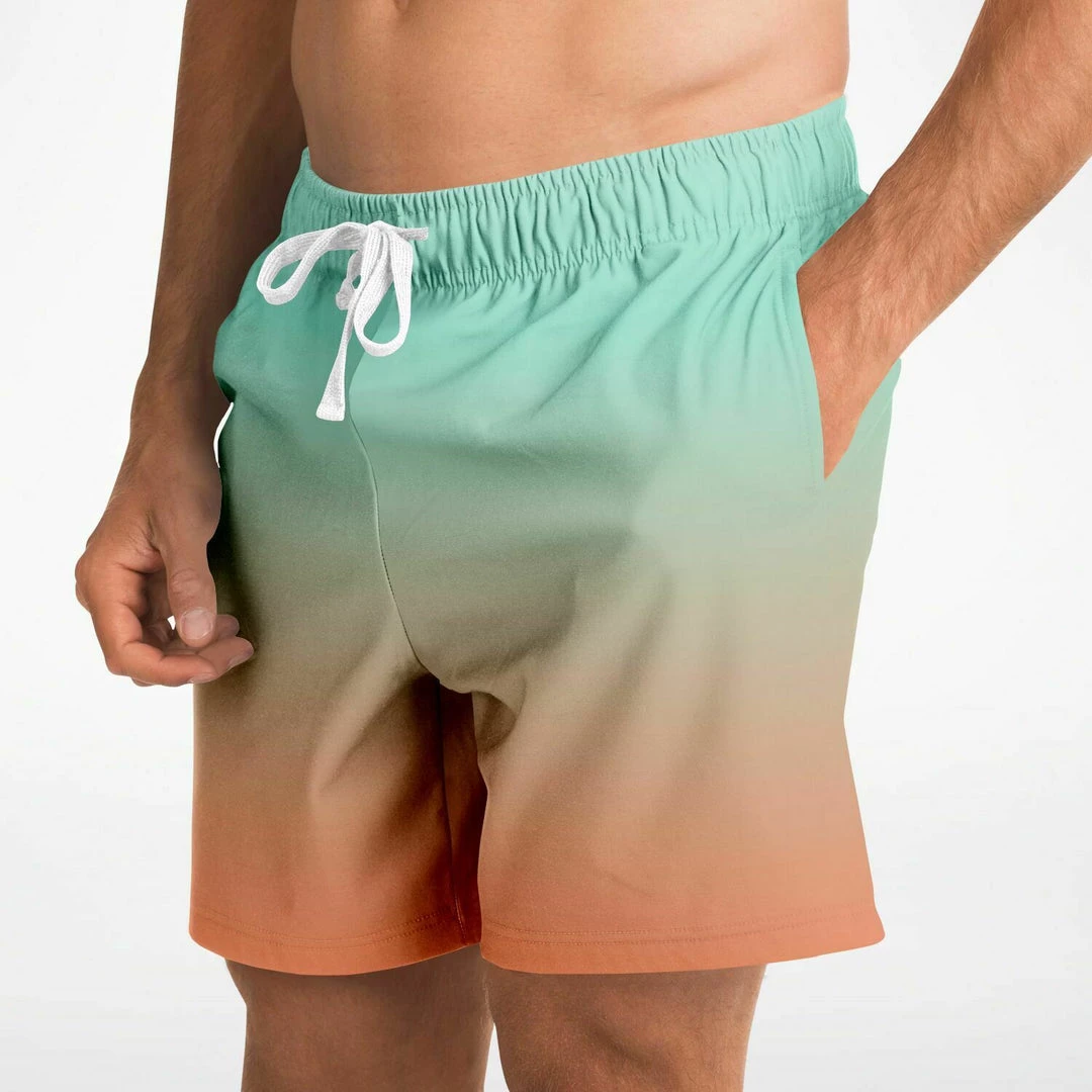 Subliminator Green Orange Color Fade Fleece Shorts 8 Subliminator Green Orange Color Fade Fleece Shorts