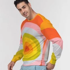 Harlow & Lloyd Orange Vortex Men's French Terry Pullover Sweatshirt