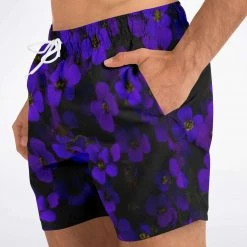 Subliminator Men Midnight Purple Flower Swim Shorts