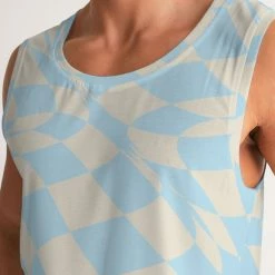 Harlow & Lloyd Blue & Vanilla Ripple Check Men's Sports Tank T Shirts & Tanks
