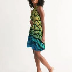 Harlow & Lloyd Vivid Peacock Women's Halter Dress