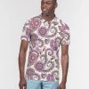 Harlow & Lloyd T Shirts & Tanks Purple Cream Paisley Men's Slim Fit Short Sleeve Polo 1 Harlow & Lloyd T Shirts & Tanks Purple Cream Paisley Men's Slim Fit Short Sleeve Polo