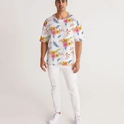 Harlow & Lloyd White Summer Floral Men's Premium Heavyweight Tee T Shirts & Tanks