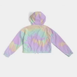 Harlow & Lloyd Lilac Mint Tie Dye Women's Cropped Windbreaker Jackets