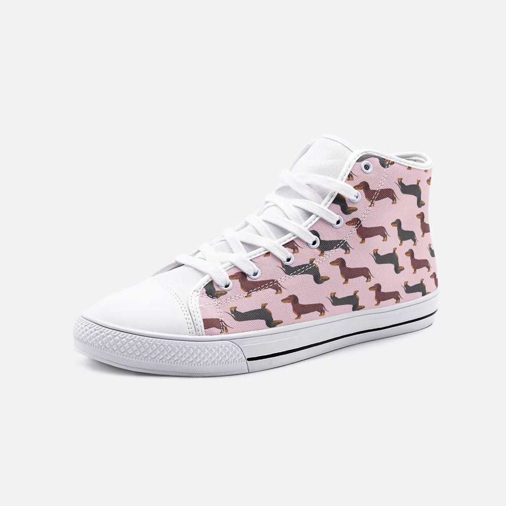 Harlow & Lloyd Dachshund Pink High Top Unisex Canvas Shoes 3 Harlow & Lloyd Dachshund Pink High Top Unisex Canvas Shoes