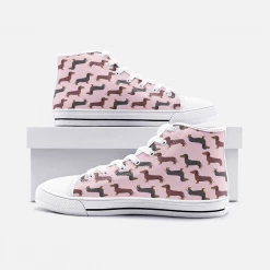 Harlow & Lloyd Dachshund Pink High Top Unisex Canvas Shoes