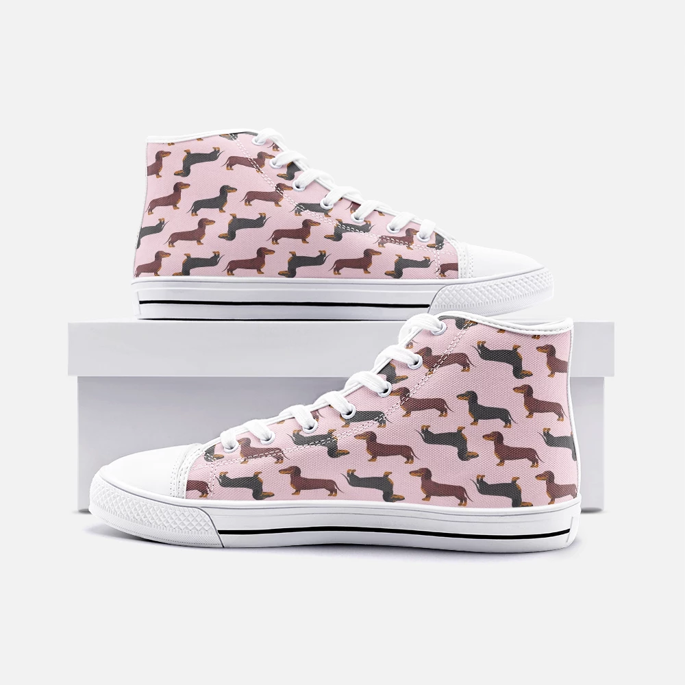 Harlow & Lloyd Dachshund Pink High Top Unisex Canvas Shoes 4 Harlow & Lloyd Dachshund Pink High Top Unisex Canvas Shoes