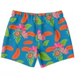 Subliminator Men Tropical Flower Power Blue Swim Shorts