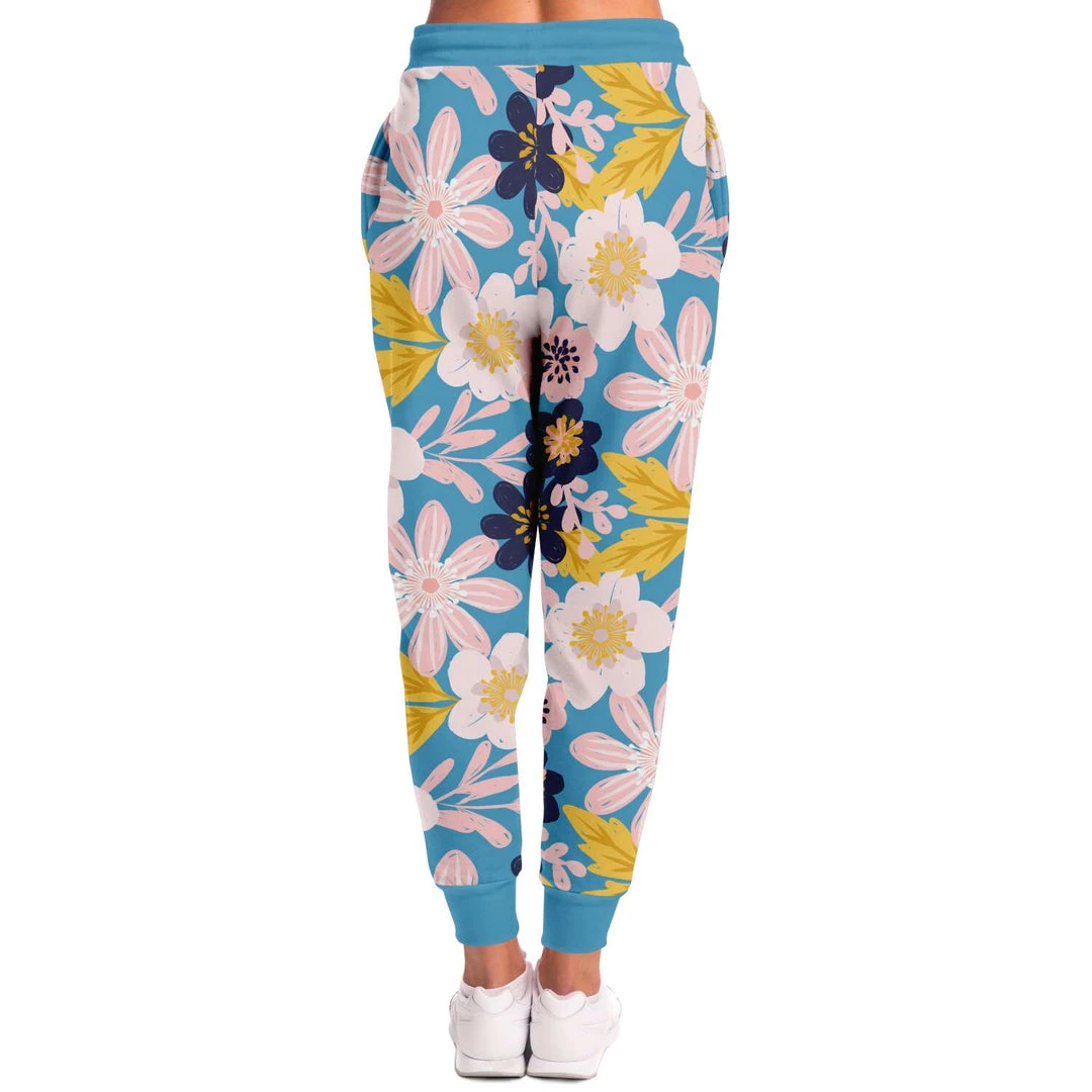 Subliminator Blue Frisky Floral Unisex Fleece Joggers 7 Subliminator Blue Frisky Floral Unisex Fleece Joggers