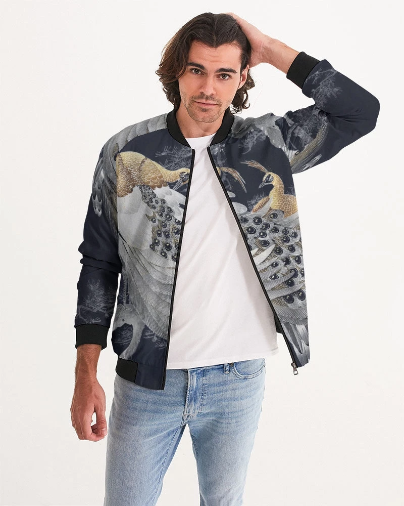 Harlow & Lloyd Jackets Perched Peacocks Men's Bomber Jacket 7 Harlow & Lloyd Jackets Perched Peacocks Men's Bomber Jacket