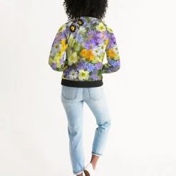 Harlow & Lloyd Spring Flowers Women's Bomber Jacket Jackets 15 Harlow & Lloyd Spring Flowers Women's Bomber Jacket Jackets