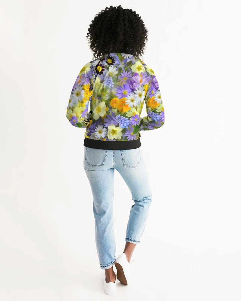 Harlow & Lloyd Spring Flowers Women's Bomber Jacket Jackets 8 Harlow & Lloyd Spring Flowers Women's Bomber Jacket Jackets