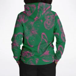 Subliminator Green Fuchsia Butterflies Unisex Hoodie Hoodies