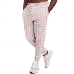 Subliminator Pale Pink Gingham Check Unisex Fleece Joggers Pants & Joggers 15 Subliminator Pale Pink Gingham Check Unisex Fleece Joggers Pants & Joggers