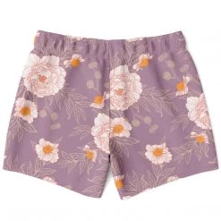 Subliminator Orange Peonies Floral Rose Swim Shorts