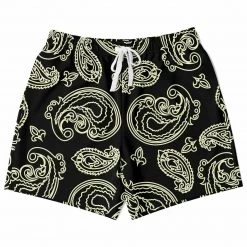 Subliminator Black & Bone Paisley Fleece Shorts