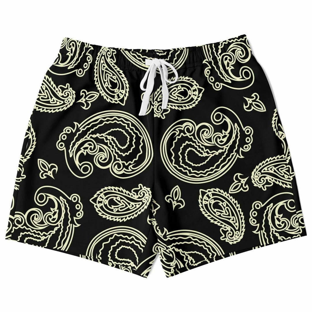 Subliminator Black & Bone Paisley Fleece Shorts 3 Subliminator Black & Bone Paisley Fleece Shorts