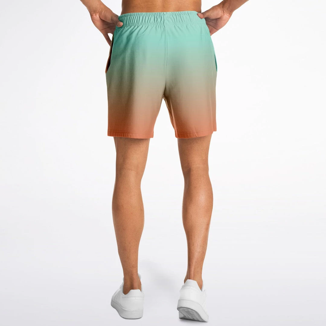 Subliminator Green Orange Color Fade Fleece Shorts 5 Subliminator Green Orange Color Fade Fleece Shorts