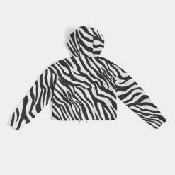 Harlow & Lloyd Zebra Print Women's Cropped Windbreaker Jackets